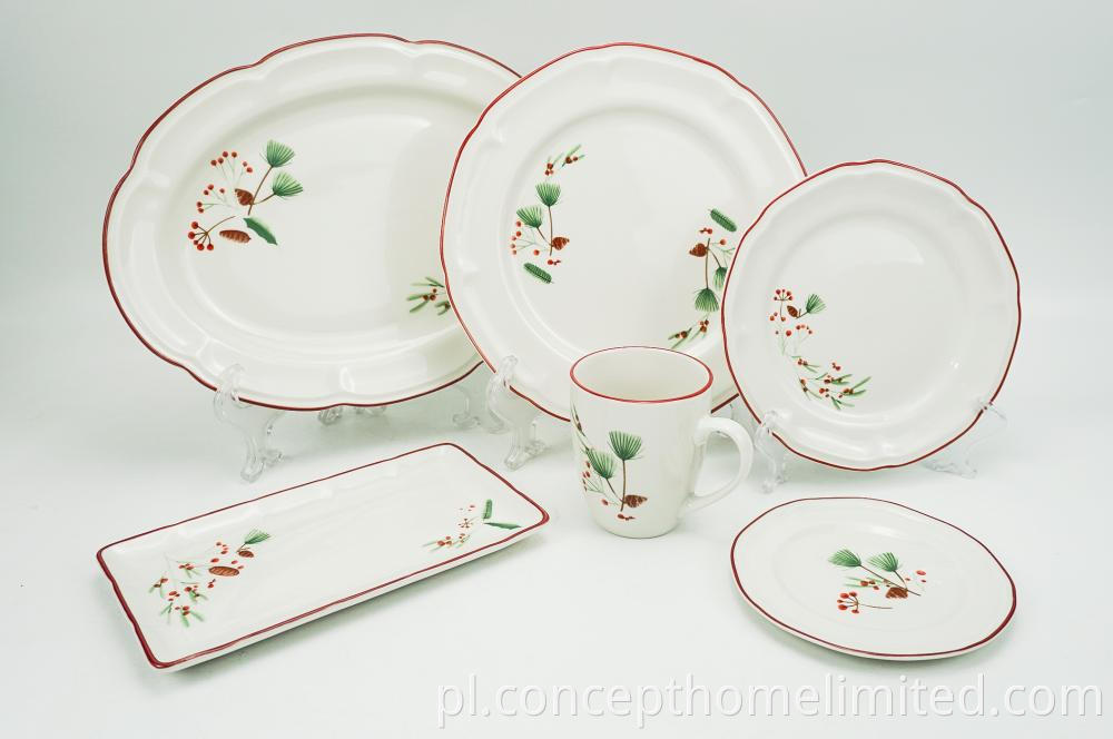 Embossed Porcelain Dinner Set With Decal And Color Rim Ch22067 02 1